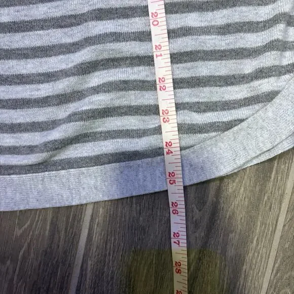 LOFT Women’s Small Gray and White Striped Boatneck Long Sweater - Picture 5 of 8